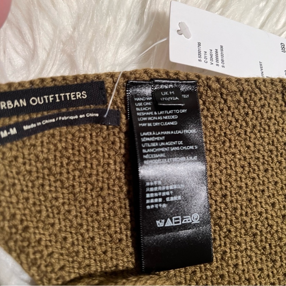 Urban Outfitters Women's Size Medium Backless Crochet Halter Top Olive Green Tie - Picture 8 of 9